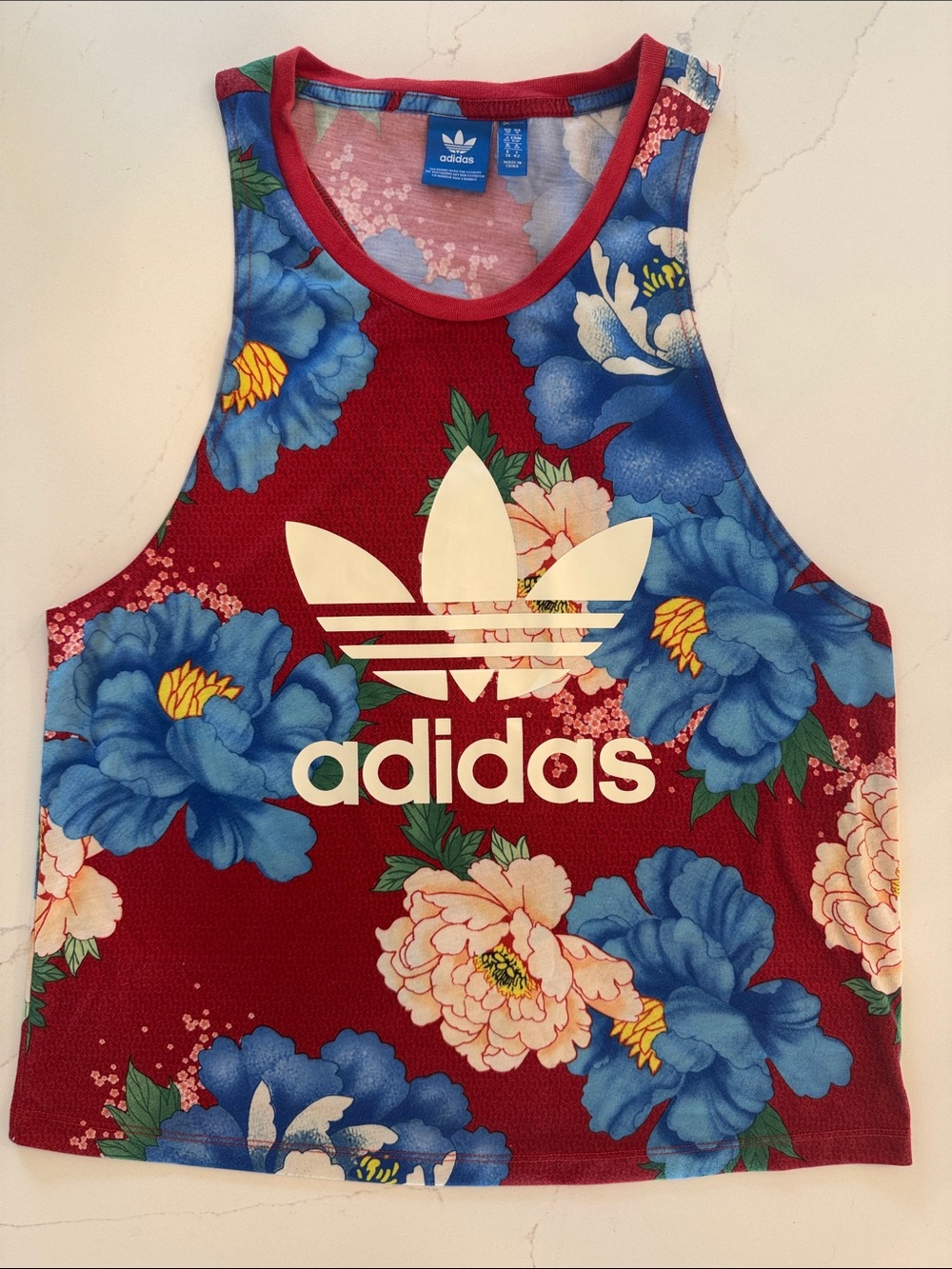 Adidas Floral Tank - Red, Blue & Cream